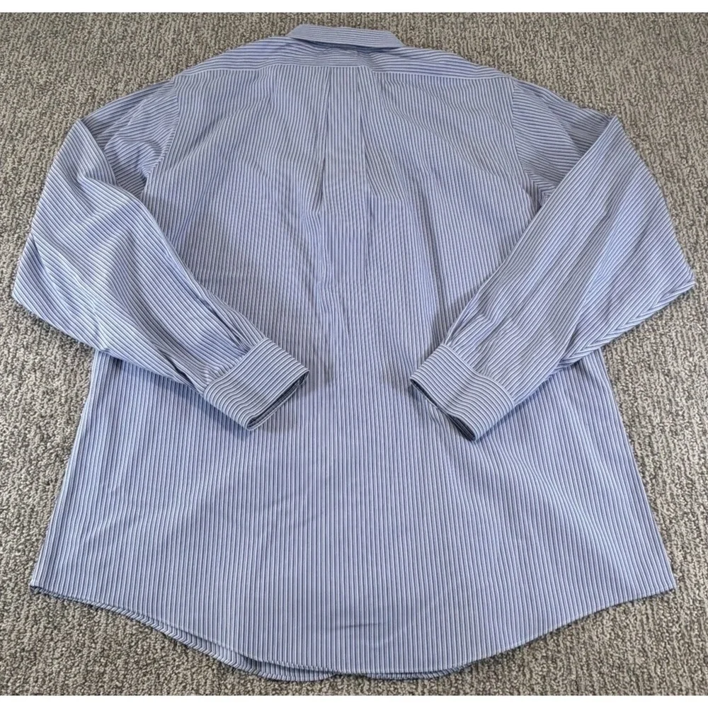 Brooks Brothers LS Button Down Shirt Mens 17- 36 XL‎ 346 Blue Striped Slim EUC